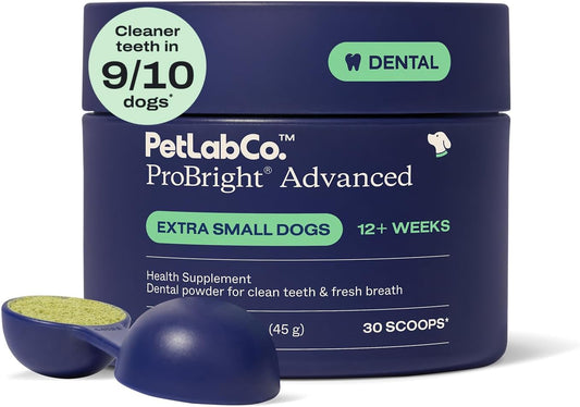 PetLab Co. ProBright Advanced Dental Powder - Dog Breath Freshener - Teeth Cleaning Made Easy – Targets Tartar & Bad Breath