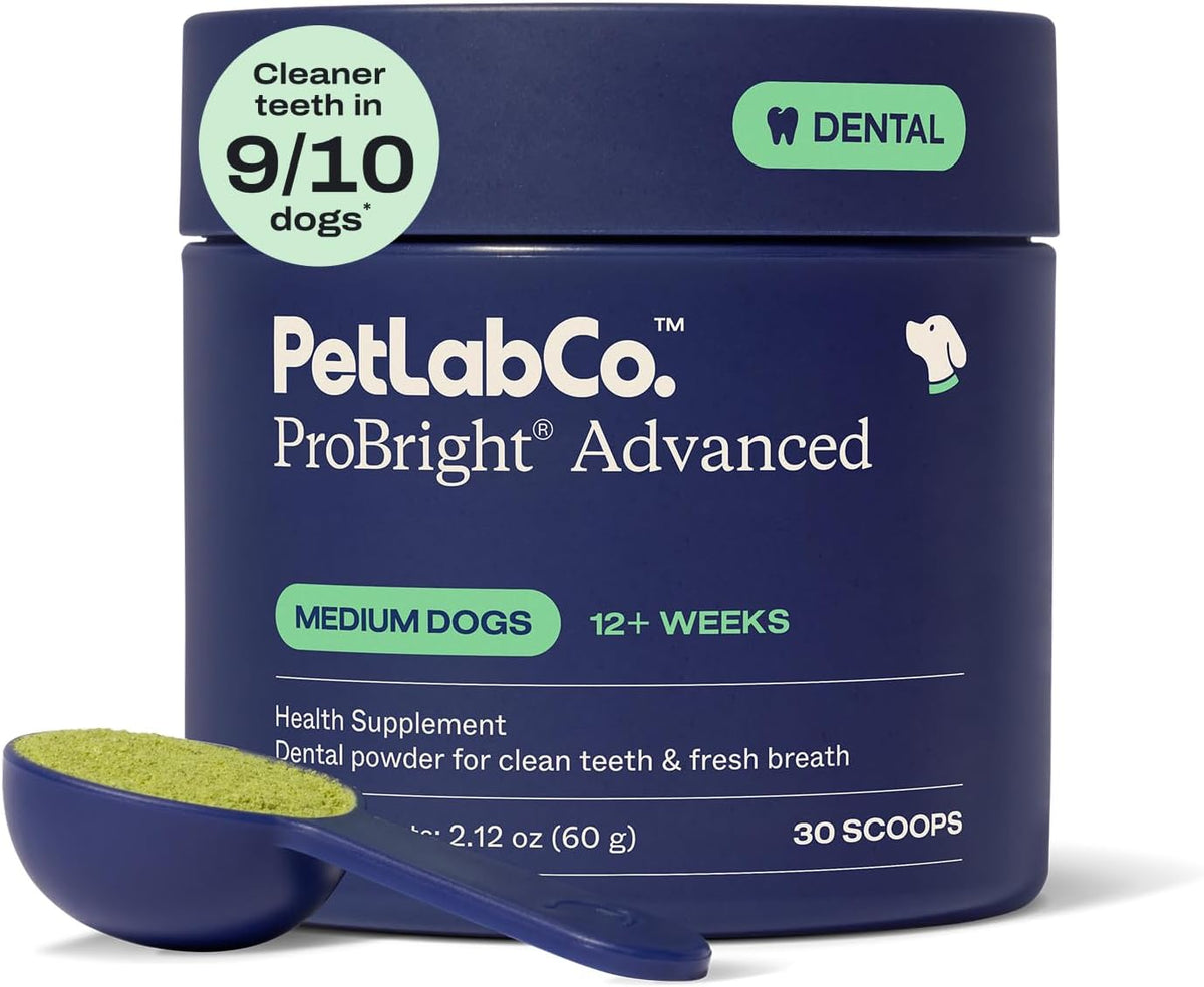 PetLab Co. ProBright Advanced Dental Powder - Dog Breath Freshener - Teeth Cleaning Made Easy – Targets Tartar & Bad Breath