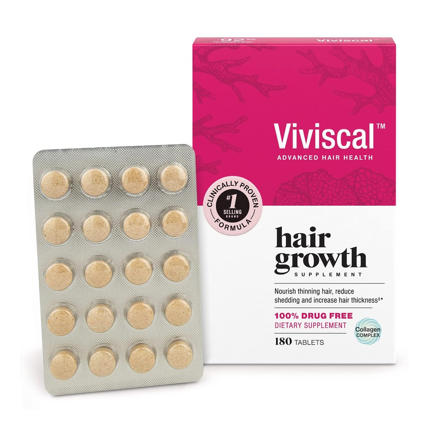 Viviscal Hair Growth Supplements for Women to Grow Thicker, Fuller Hair, Clinically Proven with Proprietary Collagen Complex, 60