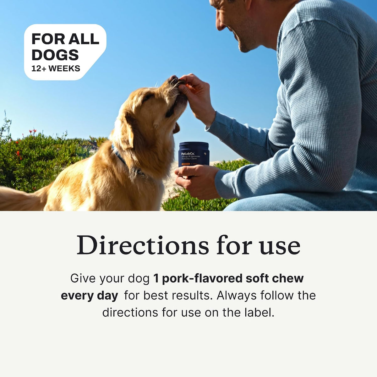 PetLab Co. Allergy & Immune Daily Probiotics for Dogs. Supports Yeast Production, Seasonal Allergies, Intermittent Itchiness