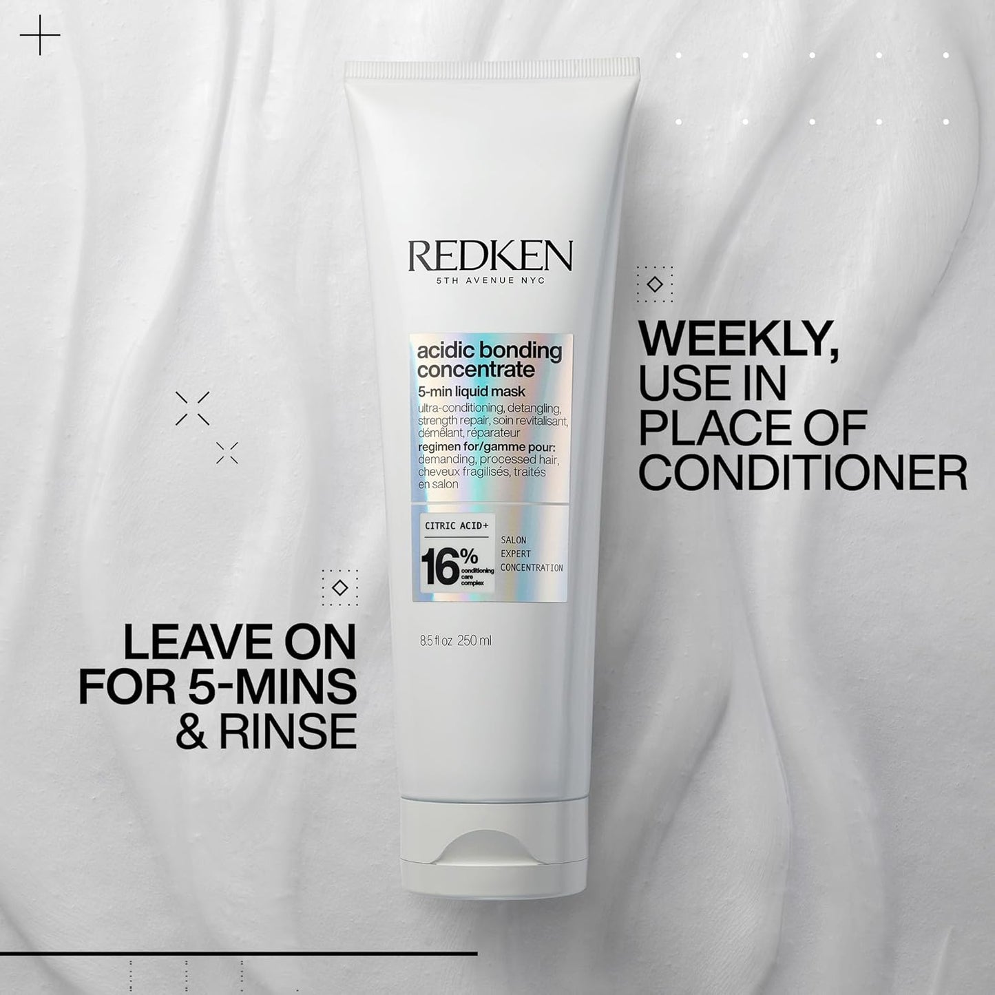 REDKEN Bonding Hair Mask for Dry, Damaged Hair Repair | Acidic Bonding Concentrate | Hydrating 5 Minute Liquid Hair Mask | For All Hair Types