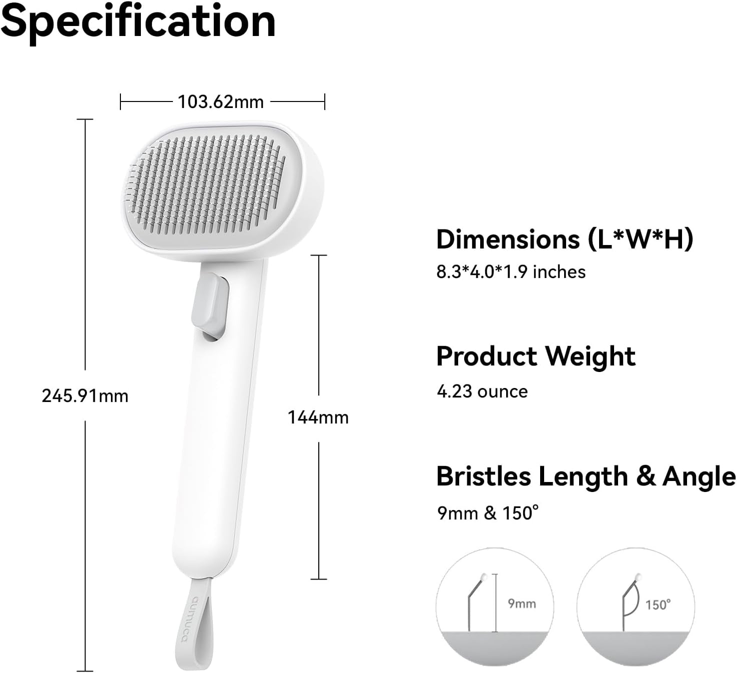 Cat Brush for Shedding, Cat Brushes for Indoor Cats, Cat Brush for Long or Short Haired Cats, Cat Hair Brush Cat Grooming Deshedding Brush for Dog Kitten Horse Massage Removes Loose Fur, White