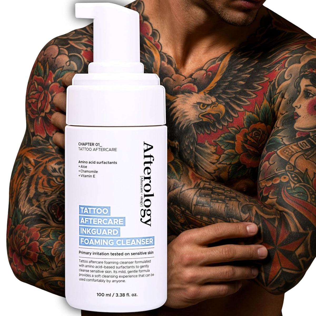 Tattoo Soap, Unscented Tattoo wash with Clean + Vegan Ingredients,aftercare wash for fresh ink,3.38 fl.oz