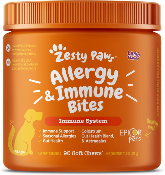 Zesty Paws Dog Allergy Relief- Dog Itching Skin Relief- Dog Probiotics for Itchy Skin and Itchy Ears- Dog Allergy Paw Relief