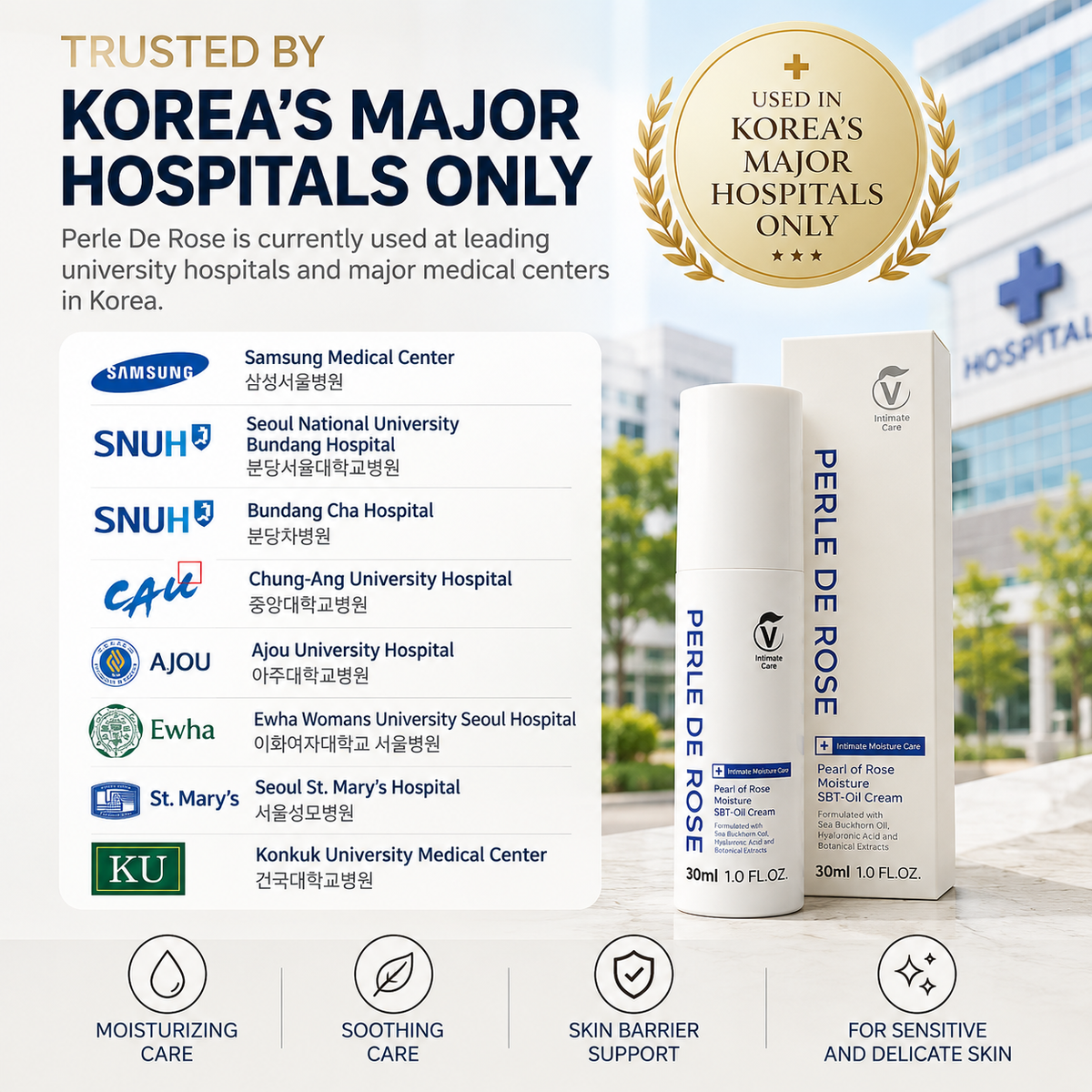 Perle De Rose Estrogen-Free SBT-Oil Intimate Moisturizing Cream 30ml – Made in Korea
